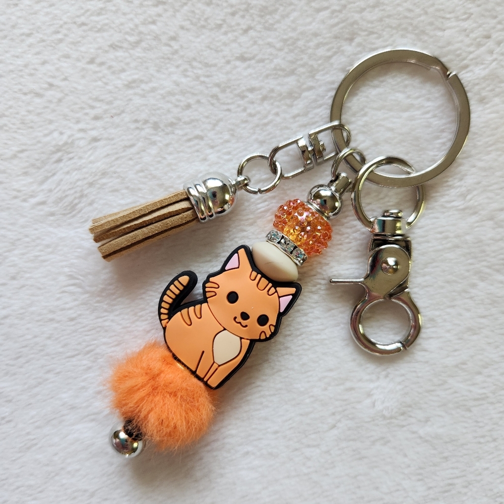 Orange Cat Keychain with Tassel - Picture 3 of 5